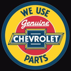 Chevy Genuine Parts. Round Aluminum Sign.